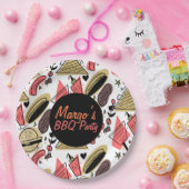 Hotdog Burger Doodle GRILLEN Birthday Pattern Pappteller (Party)