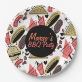 Hotdog Burger Doodle GRILLEN Birthday Pattern Pappteller (Vorderseite)