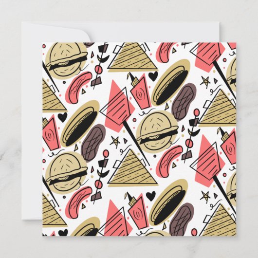 Hotdog Burger Doodle GRILLEN Birthday Pattern Post (Rückseite)