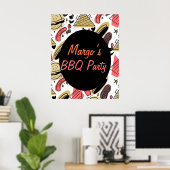 Hotdog Burger Doodle GRILLEN Birthday Pattern Poster (Heimbüro)
