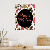 Hotdog Burger Doodle GRILLEN Birthday Pattern Poster (Küche)