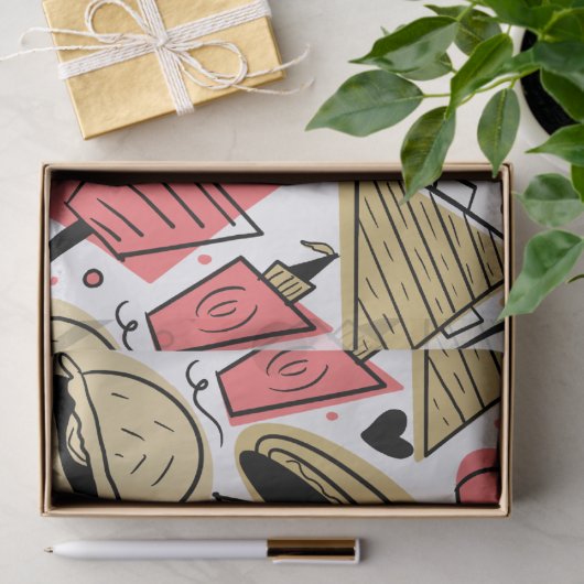 Hotdog Burger Doodle GRILLEN Birthday Pattern Seidenpapier (Geschenk)