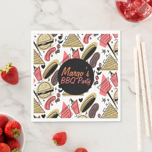 Hotdog Burger Doodle GRILLEN Birthday Pattern Serviette (Beispiel)