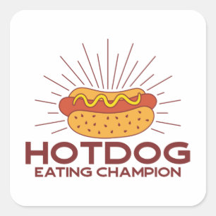 Hotdog-Champion Quadratischer Aufkleber