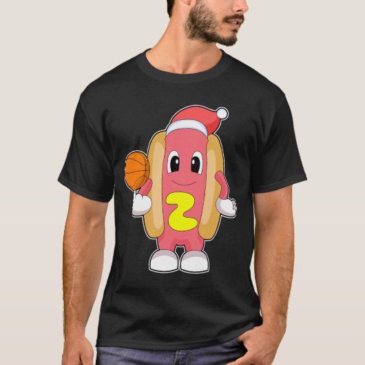 Hotdog Christmas Basketball T-Shirt (Vorderseite)