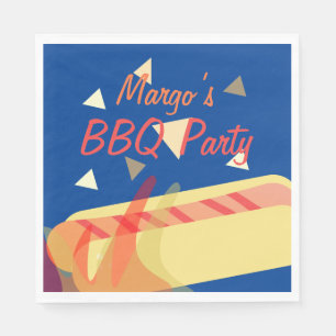 Hotdog Cookout GRILLEN Birthday Party Blue Napkins Serviette