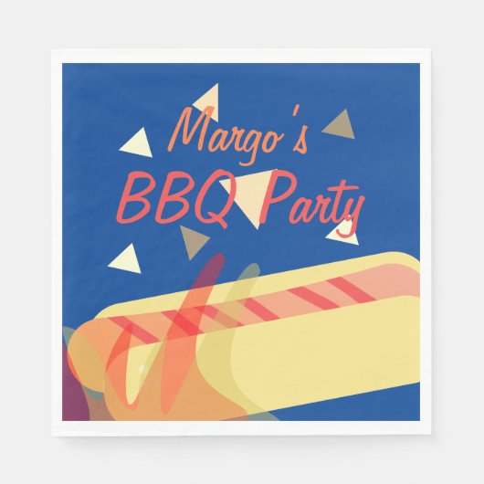 Hotdog Cookout GRILLEN Birthday Party Blue Napkins Serviette (Vorderseite)