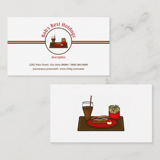 Hotdog Diner Fast Food Restaurant Logo Visitenkarte (Vorne/Hinten)