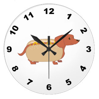 Hotdog Dog Große Wanduhr