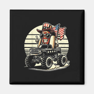 Hotdog fährt mit Monstertruck 4. Juli USA-Flagge C Magnet