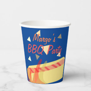 Hotdog Grillfest BBQ Geburtstagsfeier Blau Pappbecher
