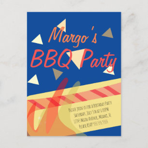 Hotdog-Grillparty-BBQ-Geburtstags-Konfetti-Einladu Postkarte