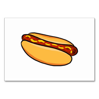 HotDog Hot Dog Juicy Yummy Sausage Warm Buns Art Tischnummer