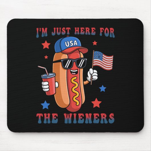 Hotdog, ich bin nur wegen Würstchen hier 4. Juli U Mousepad (Vorne)