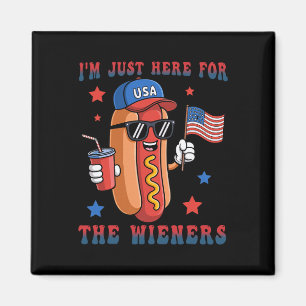 Hotdog Ich bin nur wegen Würstchen hier 4. Juli US Magnet
