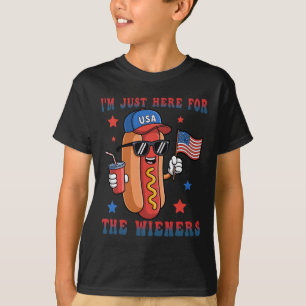 Hotdog Ich bin nur wegen Würstchen hier 4. Juli US T-Shirt