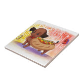 Hotdog in dem Stadt-Kitschy niedlichen Fliese (Seite)