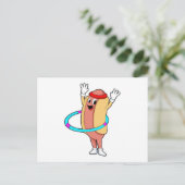 Hotdog in Fitness mit Flywheel Postkarte (Stehend Vorderseite)