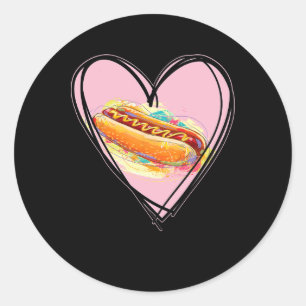 Hotdog Ist Mein Valentinstag Ich Liebe Hot-dog Ich Runder Aufkleber