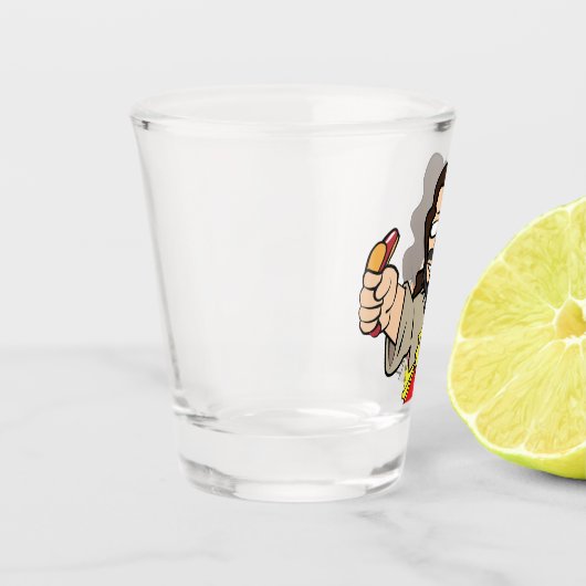 Hotdog-Jesus-Shotglas Schnapsglas (Links)