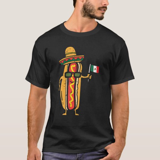 Hotdog mexikanische Flagge Funny Cinco De Mayo Foo T-Shirt (Vorderseite)