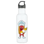 Hotdog mit Senf Edelstahlflasche (Vorderseite)