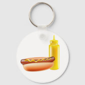 Hotdog mit Senf-Flasche-Schlüsselanhänger Schlüsselanhänger (Vorderseite)