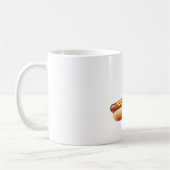 Hotdog mit Senf-Flasche-Tasse Kaffeetasse (Links)