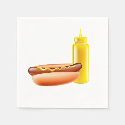 Hotdog mit Senf-Flaschenpapier Napkins Serviette (Vorderseite)