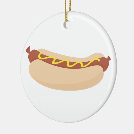 Hotdog mit Senf Keramik Ornament (Links)
