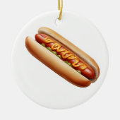 Hotdog mit Senf Keramik Ornament (Vorne)
