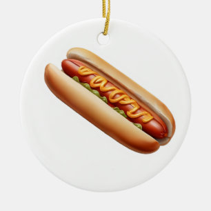 Hotdog mit Senf Keramik Ornament