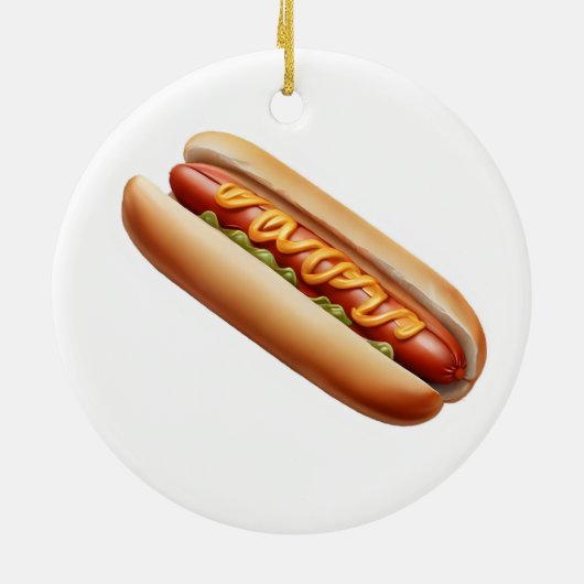 Hotdog mit Senf Keramik Ornament (Hinten)