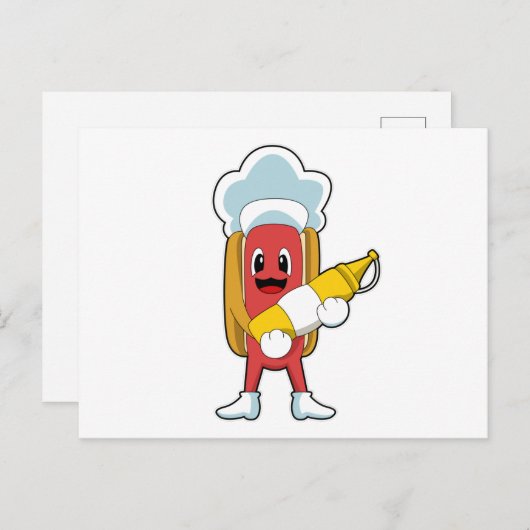 Hotdog mit Senf Postkarte (Vorne/Hinten)