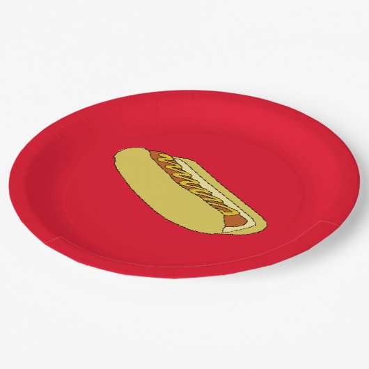 Hotdog-Papier-Party-Teller Pappteller (Schrägansicht)