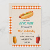 Hotdog Picknick Geburtstagsthema Einladung (Vorne/Hinten)