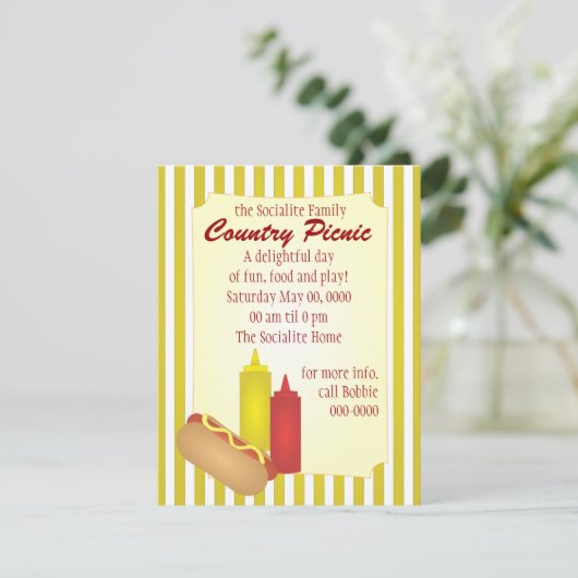 Hotdog Picnic Einladung (Stehend Vorderseite)