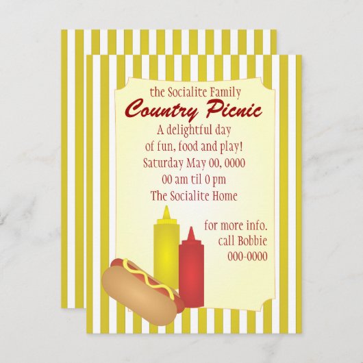 Hotdog Picnic Einladung (Vorne/Hinten)