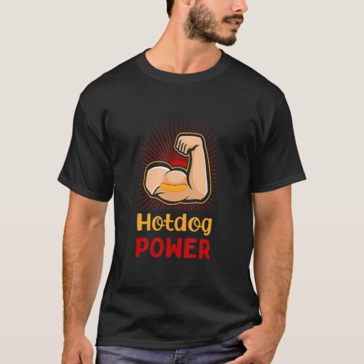 Hotdog Power Funny Sausage Humor Meat Lover Workou T-Shirt (Vorderseite)
