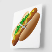 Hotdog Quadratische Wanduhr (Winkel)
