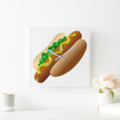 Hotdog Quadratische Wanduhr (Zuhause)