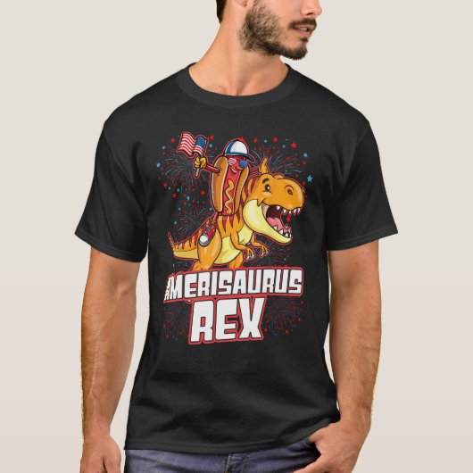 Hotdog Rex Dinosaur 4th of July Amerisaurus T-Shirt (Vorderseite)