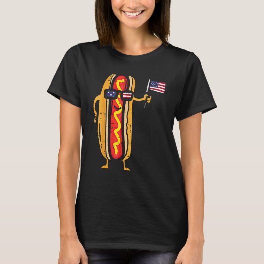Hotdog Sonnenbrillen American Flag USA 4. Juli F T-Shirt (Vorderseite)