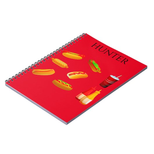 Hotdog Spiralheft mit individuelle Name. Notizblock (Linke Seite)