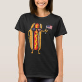 Hotdog sungles American Flag USA Funny 4. Juli T-Shirt (Vorderseite)