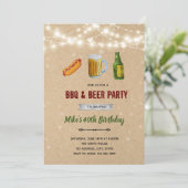 Hotdog und brauen Grillen laden ein Einladung (Stehend Vorderseite)