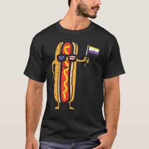 Hotdog US Flag Sonnenbrille Nonbinary Enby Nb Prid T-Shirt