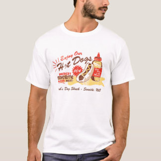 Hotdog Vintag-Redete T-Shirt an (Personalizable)