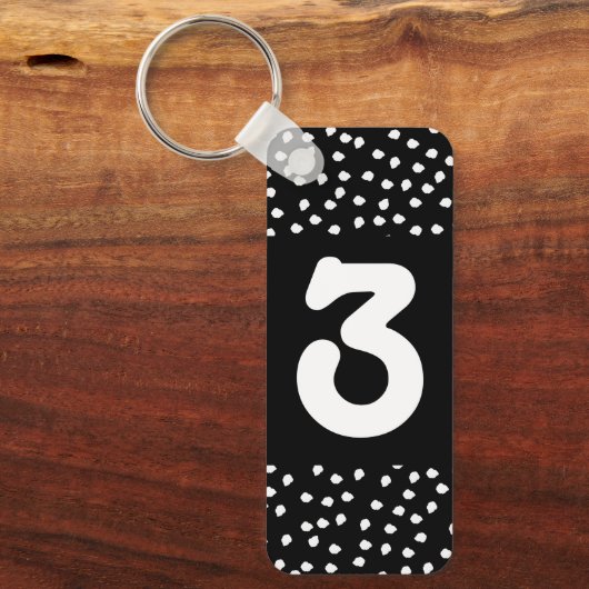 Hotel Airbnb Zimmernummer Moderne Niedliche Polka Schlüsselanhänger (Vorderseite)