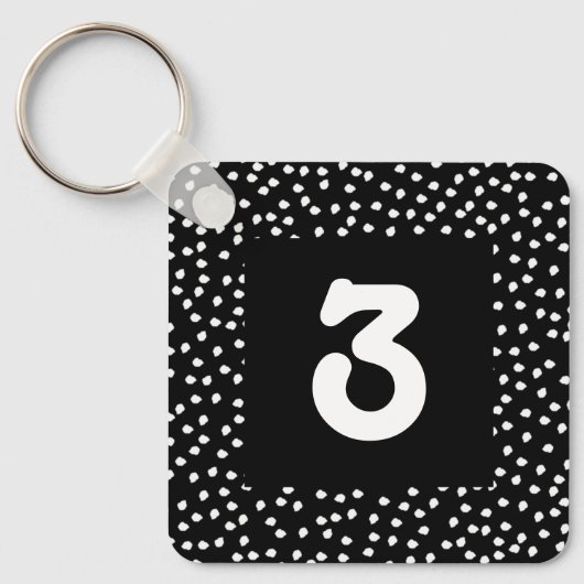 Hotel Airbnb Zimmernummer Moderne Niedliche Polka Schlüsselanhänger (Vorderseite)